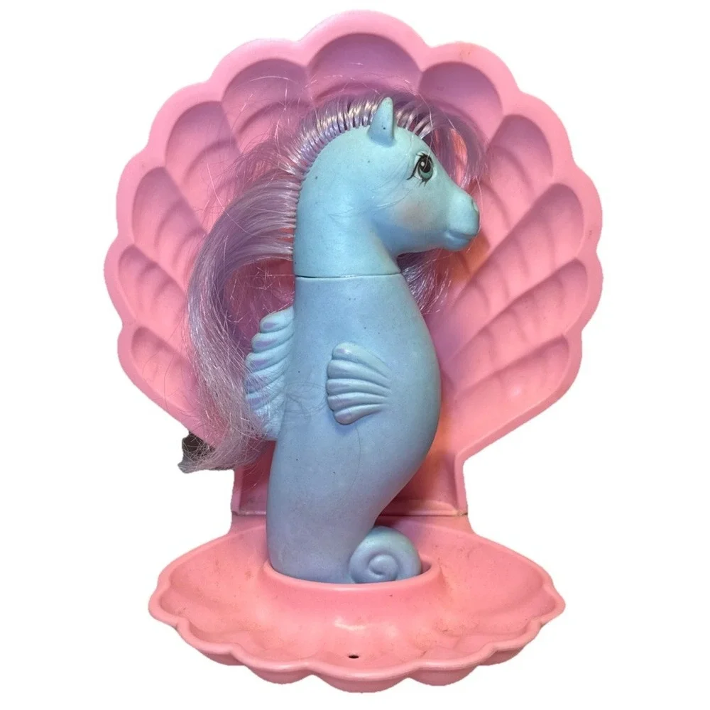 Vintage 1984 Hasbro My Little Pony Seahorse Figurine and Seashell Stand U308